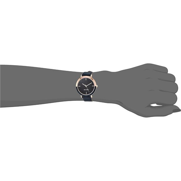 Women\'s Faux Leather Strap Navy/Gold Tone Buckle Closure Crystal Lens Watch main image 4